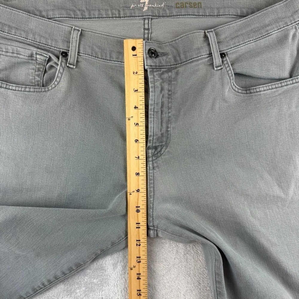 7 For All Mankind Jeans Men 40x34 Gray Carsen Slim Straight Dark Wash Denim - Picture 10 of 13